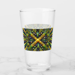 Glass cup with Jamaican Colours