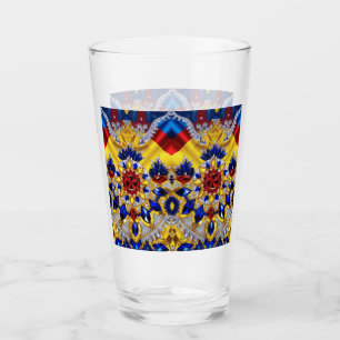 Glass cup with Romania Colours