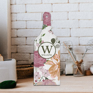 Glass Custom Family Watercolor Flowers   Cutting Board