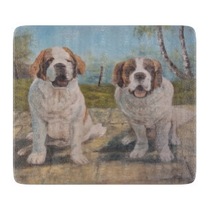 Glass Cutting Board Ann Hayes Painting Two St Bern
