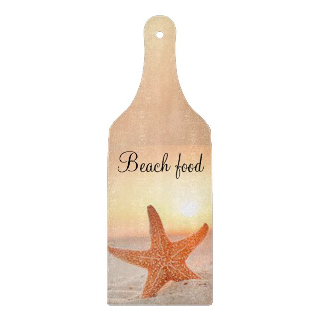 Glass Cutting Board Beach Starfish (Front)