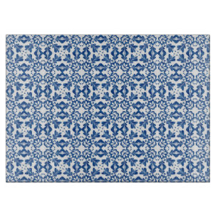 Glass Cutting Board Blue Tile
