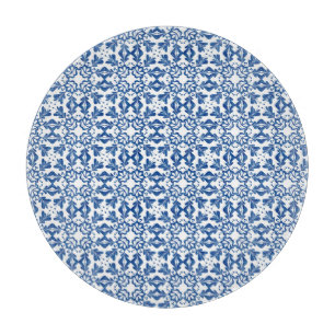 Glass Cutting Board Blue Tile