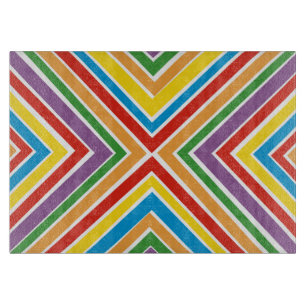 Glass Cutting Board Bullseye Rainbow