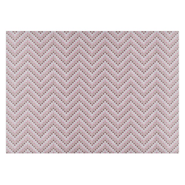 Glass Cutting Board Chevron Dots Pink (Front)
