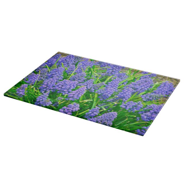 GLASS CUTTING BOARD,"GRAPE HYACINTHS" BOARD (Corner)