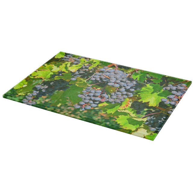 GLASS CUTTING BOARD,"GRAPES ON THE VINE" BOARD (Corner)