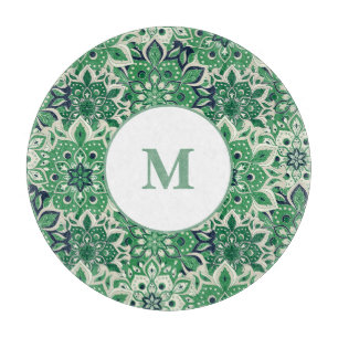 Glass Cutting Board Green Tile