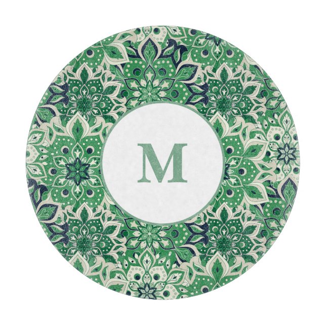 Glass Cutting Board Green Tile (Front)