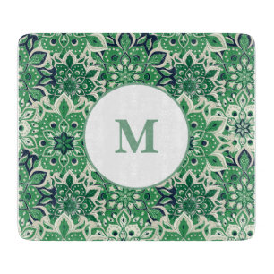 Glass Cutting Board Green Tile