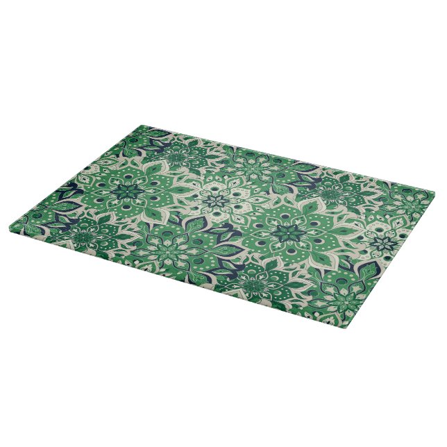 Glass Cutting Board Green Tile (Corner)