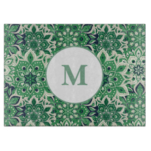 Glass Cutting Board Green Tile