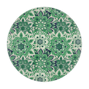 Glass Cutting Board Green Tile