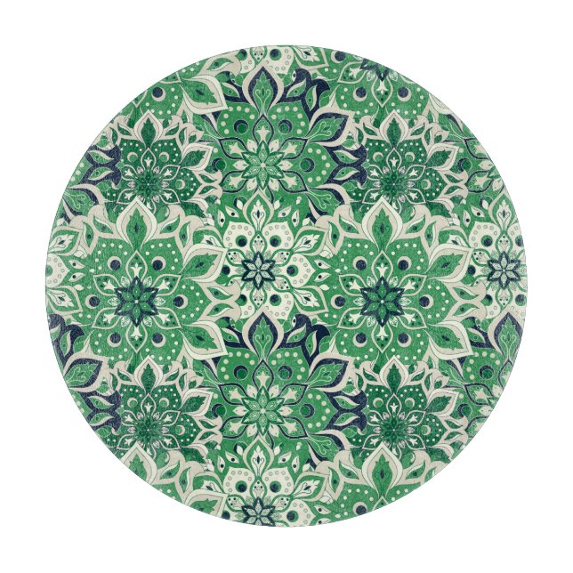 Glass Cutting Board Green Tile (Front)