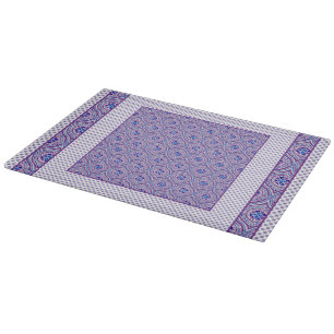 Glass Cutting Board: Mauve, White Ogees and Polkas Board