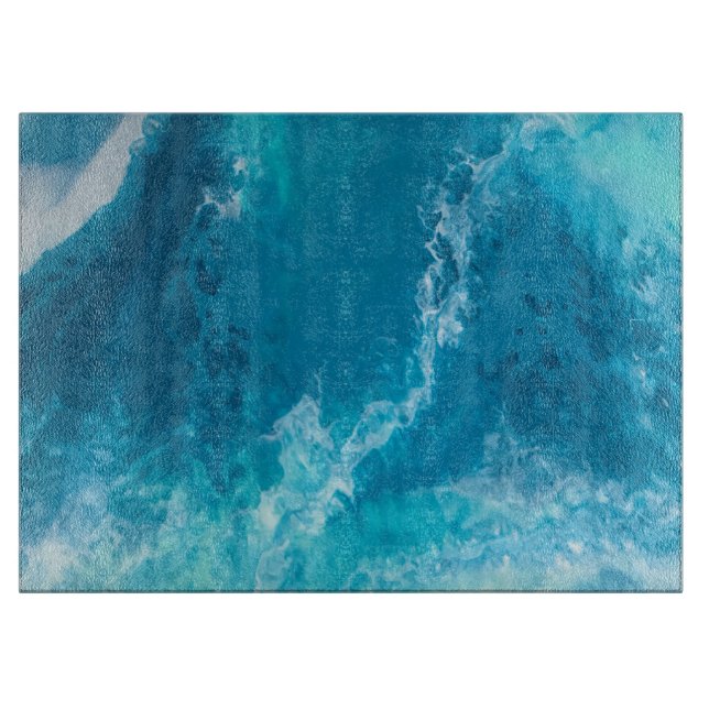 Glass Cutting Board - "Ocean Dreams" (Front)