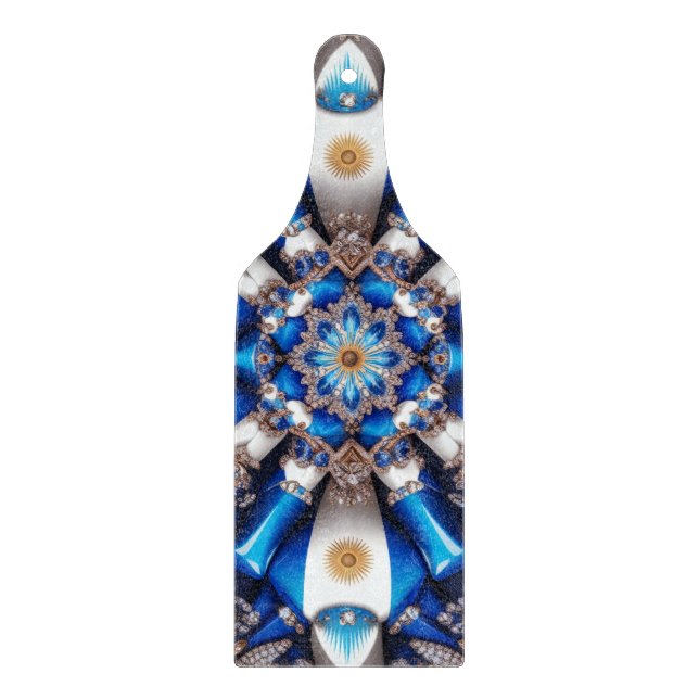 Glass cutting board paddle Argentinian Colours (Front)