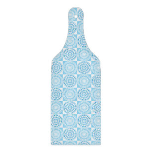Glass Cutting Board Paddle Blue Tile