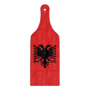 Glass cutting board paddle flag of Albania