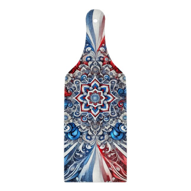 Glass cutting board paddle French Colours (Front)
