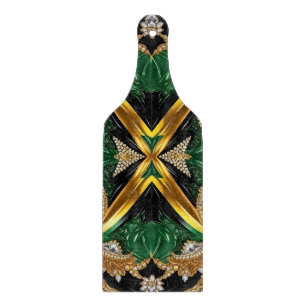 Glass cutting board paddle Jamaican Colours
