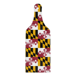 Glass cutting board paddle Maryland flag
