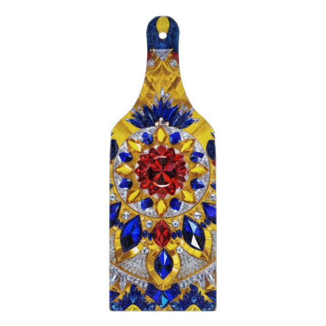 Glass cutting board paddle Romanian Colours (Front)