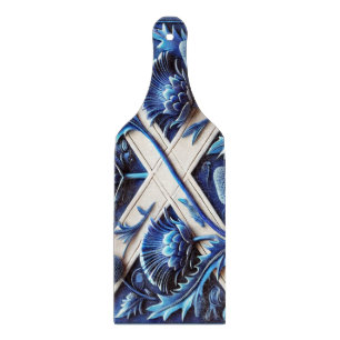 Glass cutting board paddle Scottish Thistles