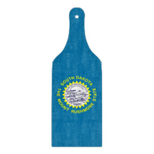 Glass cutting board paddle South Dakota flag