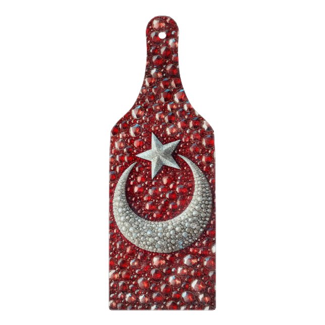 Glass cutting board paddle Turkish Colours (Front)