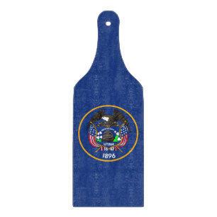 Glass cutting board paddle Utah flag