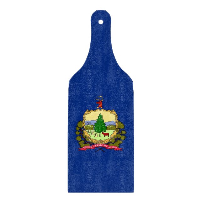 Glass cutting board paddle Vermont flag (Front)