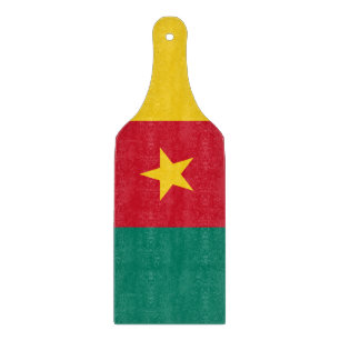 Glass cutting board paddle with flag Cameroon