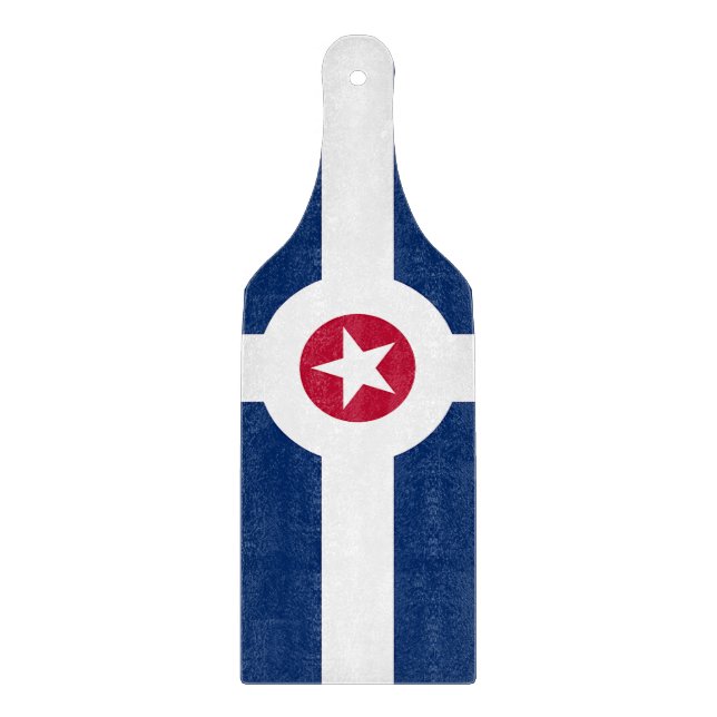 Glass cutting board paddle with flag Indianapolis (Front)