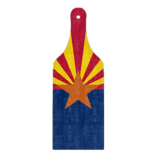 Glass cutting board paddle with flag of Arizona