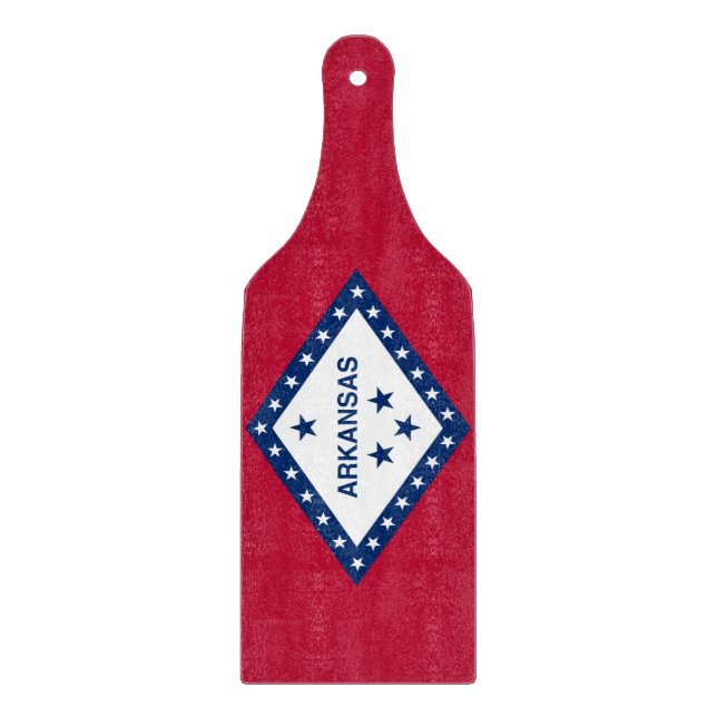 Glass cutting board paddle with flag of Arkansas (Front)