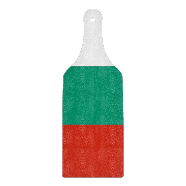 Glass cutting board paddle with flag of Bulgaria (Front)