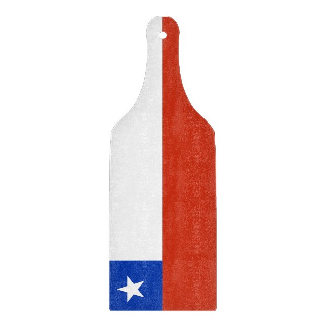 Glass cutting board paddle with flag of Chile (Front)