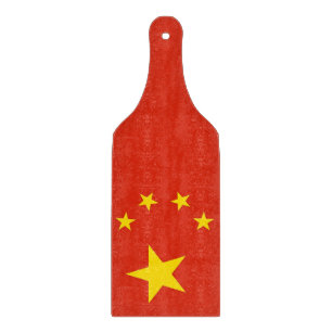 Glass cutting board paddle with flag of China