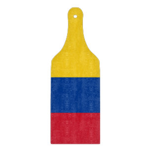 Glass cutting board paddle with flag of Colombia