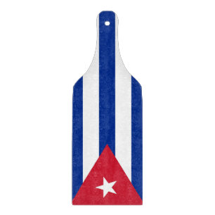 Glass cutting board paddle with flag of Cuba