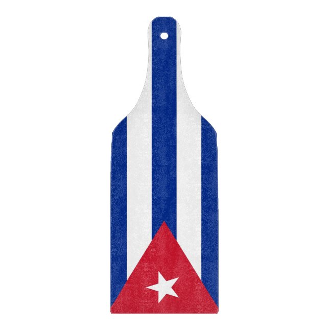 Glass cutting board paddle with flag of Cuba (Front)