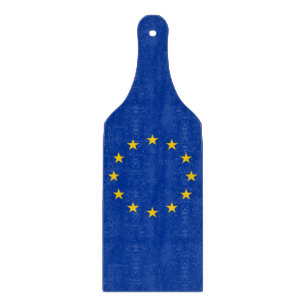 Glass cutting board paddle with flag of Europe