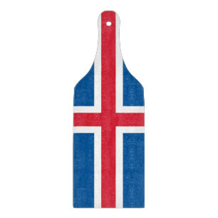 Glass cutting board paddle with flag of Iceland