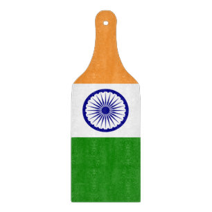 Glass cutting board paddle with flag of India
