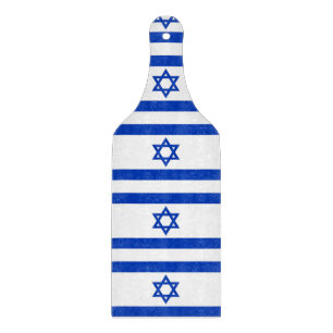 Glass cutting board paddle with flag of Israel