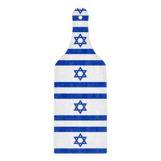 Glass cutting board paddle with flag of Israel (Front)