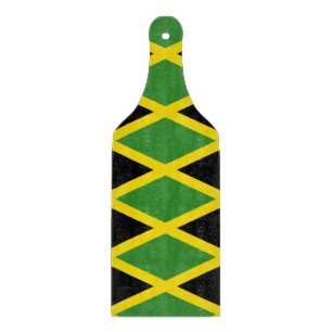 Glass cutting board paddle with flag of Jamaica
