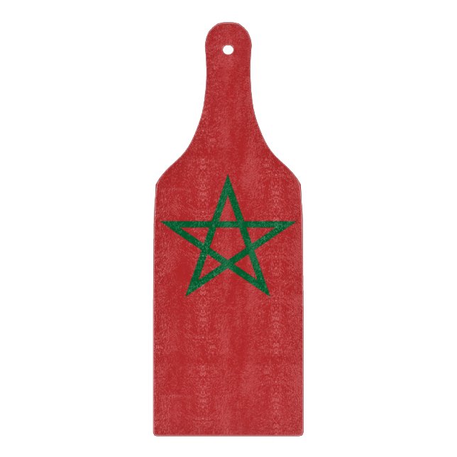 Glass cutting board paddle with flag of Morocco (Front)