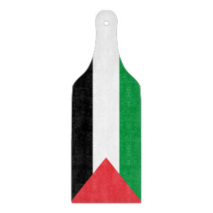 Glass cutting board paddle with flag of Palestine